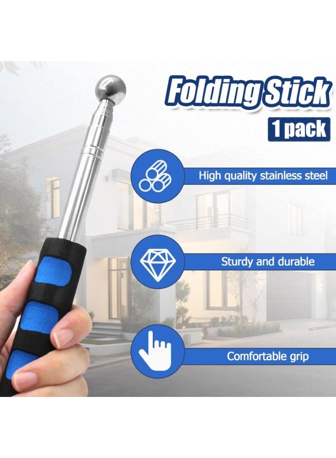 FDTY 115cm/45.3in Hollowing Drum Hammer Sound Detection Folding Stick, Thickened Telescopic Rod for House Decoration Inspection (Blue) - Image 5